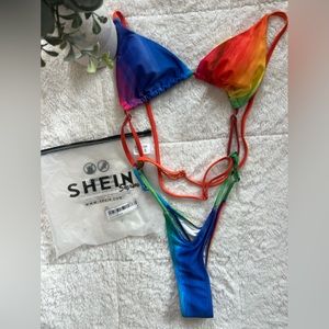 SHEIN Swim Vcay Random Ombré Cut Out Crisscross One Piece Swimsuit